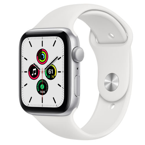 Apple Watch SE 44mm Alu Silber, Sportband Weiß